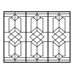 Geometric Art Deco Panel Design Repeating Lines, Grid, Black, White, Pattern
