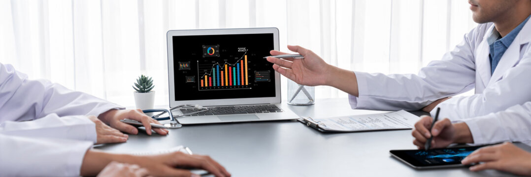 Business data dashboard provide business intelligence analytic for marketing strategy planning brisk with big data set to analyze customer demands and foreseeing business future