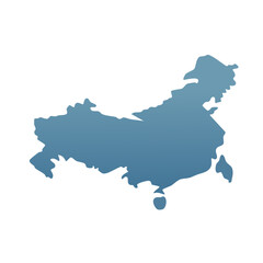Fototapeta premium Stylized Blue Map Silhouette of Asian Continent Territory