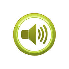 Modern green speaker symbol on a vibrant circular glossy button