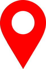 Red Location Pin Icon with White Center on White Background map pin location marker