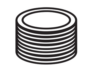 Clean coins outline vector line art illustration