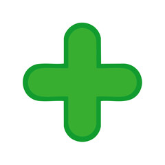 Obraz premium Green Plus Sign Icon Symbol for Healthcare or Pharmacy Concepts