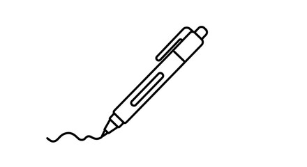 Fototapeta premium Gel roller pen drawing with ink line on white background 