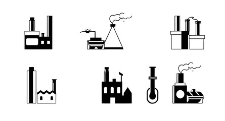 industry building icon, industrial complex vector, power station vector, cartoon industrial building, modern factory drawing, chemical plant vector, steel factory illustration, industrial plant sketch