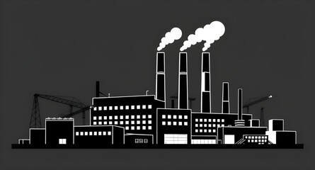 factory art, smoke factory illustration, industry building icon, industrial complex vector, power station vector, cartoon industrial building, modern factory drawing, chemical plant vector, steel fact