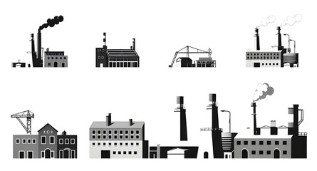 industrial site vector, factory clipart, energy plant drawing, manufacturing vector, factory art, smoke factory illustration, industry building icon, industrial complex vector, power station vector, c