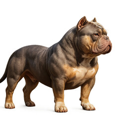 Obraz premium Powerful Canine Pose: A striking image captures the muscular form and dignified poise of an American Bully dog against a clean backdrop. Showcasing breed characteristics.