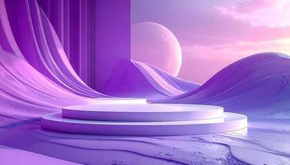 Abstract purple podium scene