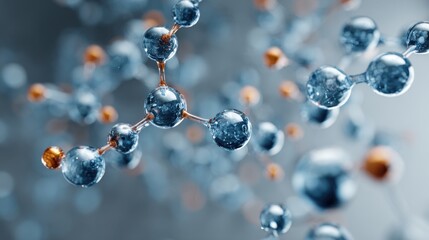 molecules floating in blue space