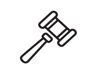 Fototapeta premium Modern justice gavel clean outline vector line symbol