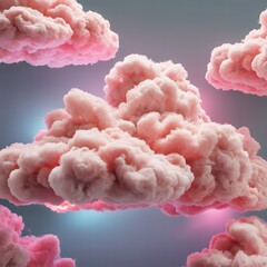 Beautiful dreamy pink cotton clouds in vibrant sky fantasy background illustration for nature, weather, and creative design concepts with soft pastel atmospheric view Generative Ai
