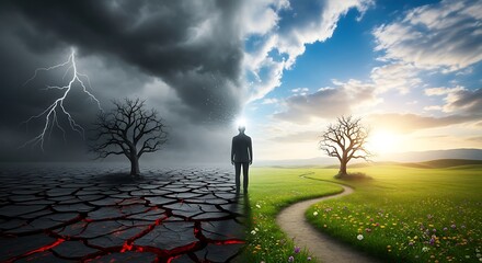 Fototapeta premium Path to Hope Amidst Despair.