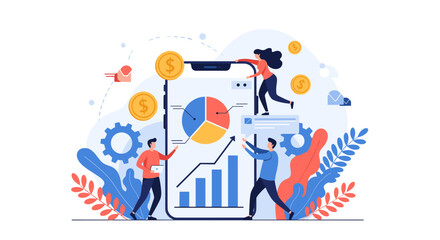Business analytics and financial growth concept illustration.