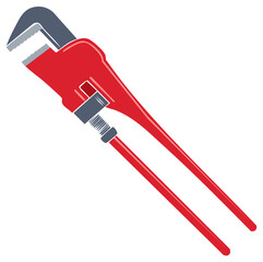 Vector illustration of a red pipe wrench