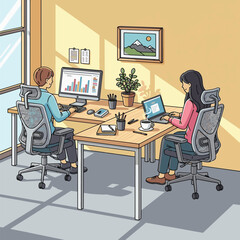 Adobe Illustrator Artwork Typing Computer In Room