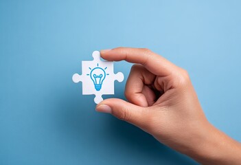 Hand holding puzzle piece symbolizing teamwork and connection