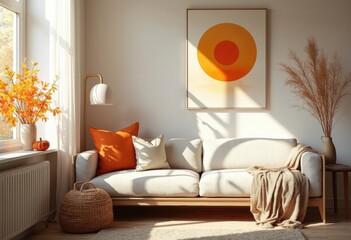 Cozy Living Room with Warm Tones and Modern Decor