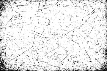 Black grunge dust texture with scratches and distressed noise effect on white background vector illustration.