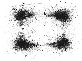 Black grunge dust texture with scratches and distressed noise effect on white background vector illustration.