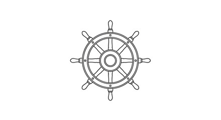 Obraz premium Handdrawn outline illustration of a ship steering wheel isolated on transparent background vector design element of a nautical wheel