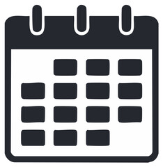 Minimalist black and white calendar icon symbolizing time management and important events