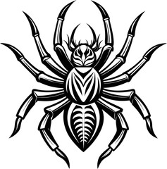 Spider, vector line art icon ,black and white , white background