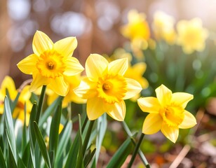 Vibrant yellow daffodils in sunlight (1)