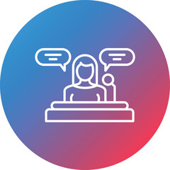 Woman Speech Line Gradient Circle Background Icon
