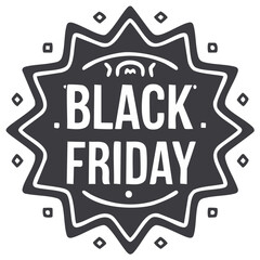 Black Friday Emblem Isolated Illustration. Simple Vintage Design for Sale Promotional Event.