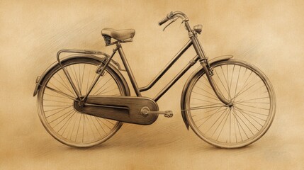 Fototapeta premium Vintage bicycle illustration on textured background showcasing design and craftsmanship details
