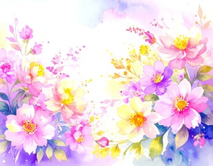 Watercolor floral arrangement.  Soft, pastel blooms