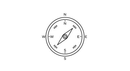 Simple compass illustration isolated on transparent background, ideal for navigation, travel, adventure, and exploration themed designs and educational materials