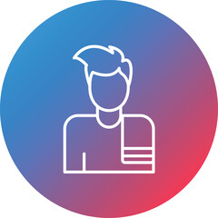 Man hanging Towel Line Gradient Circle Background Icon