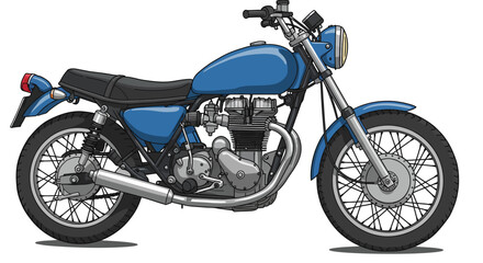 Obraz premium Retro blue motorcycle in detailed side view with classic design and chrome ac…