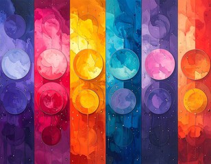 Abstract rainbow design with circular elements