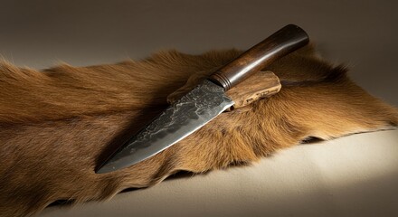 Hand Forged Knife on Deer Hide A Testament to Craftsmanship and History