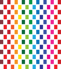 Vibrant rainbow colored squares arranged in a checkerboard pattern creating a colorful abstract background