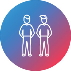 Friends Standing Line Gradient Circle Background Icon