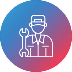Mechanic Line Gradient Circle Background Icon