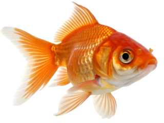 Orange Goldfish aquatic animal pet fish isolated on white background studio shot photography