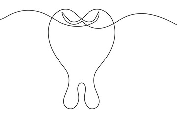 Tooth and teeth continuous one line drawing minimalist smile healthy dental  vector illustration