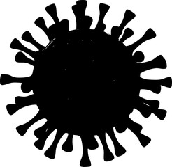 Obraz premium Black silhouette of a virus with multiple spikes and circular shapes. Vector illustration