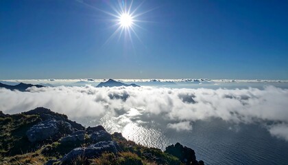 High-altitude vista of a sea shrouded in clouds