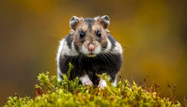 Cute hamster on moss