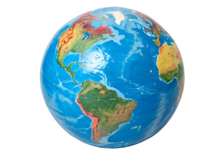 Fototapeta premium World globe model continents map geography education learning tool White background detailed illustration