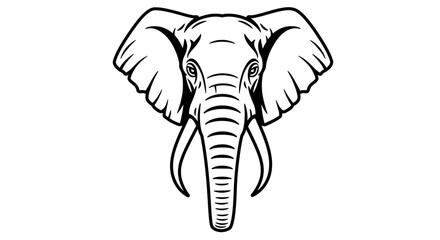 Majestic elephant head artwork tribal style outline drawing majestic animal art © Hridoy