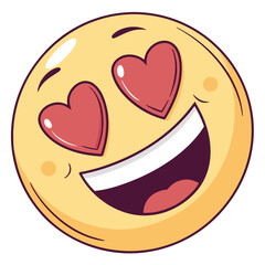 Yellow emoji with heart eyes and a big smile