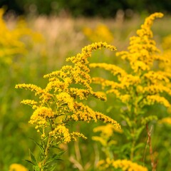 Obraz premium Vibrant yellow wildflowers in a meadow