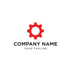 Modern Red Gear Logo with 'Company Name' and 'Your Tagline' on a Clean White Background for Business Branding and Identity, Flat Vector Elements, Vector Illustration, Simple Vector, Stylized Vector